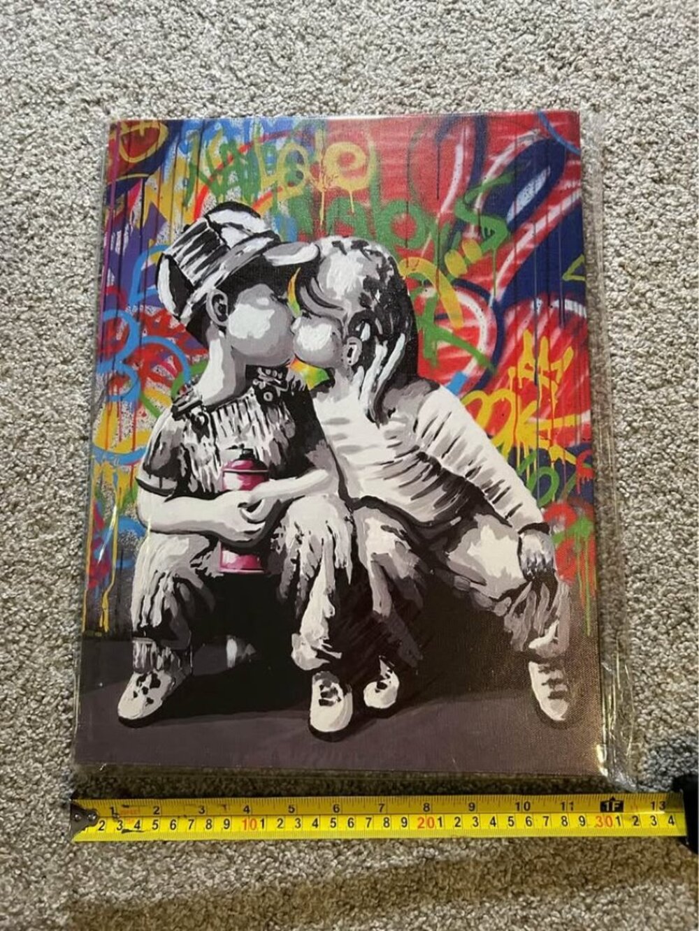 "Sweet Kiss of Children" Street Art Poster Print Canvas Wall Art Picture 12x16in